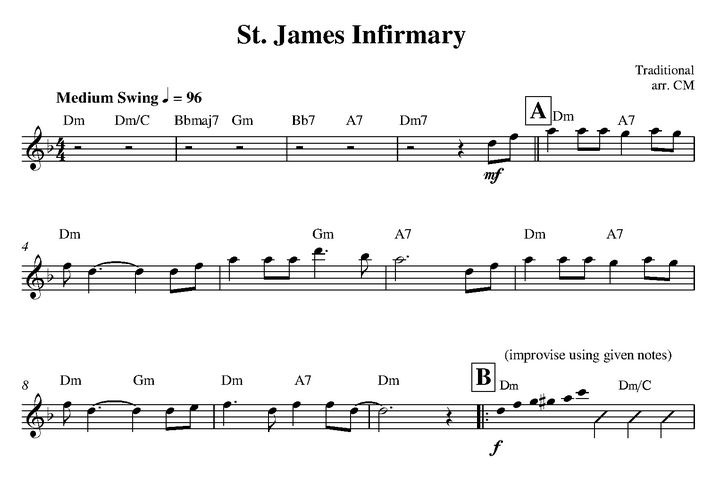 دانلود نت کیبورد (ارگ) St. James Infirmary 
